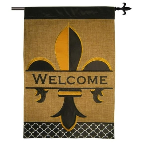 Fleur De Lis Burlap Impressions Decorative Garden Flag G142712-DB Fleur De Lis Burlap Impressions Decorative Garden Flag G142712-DB